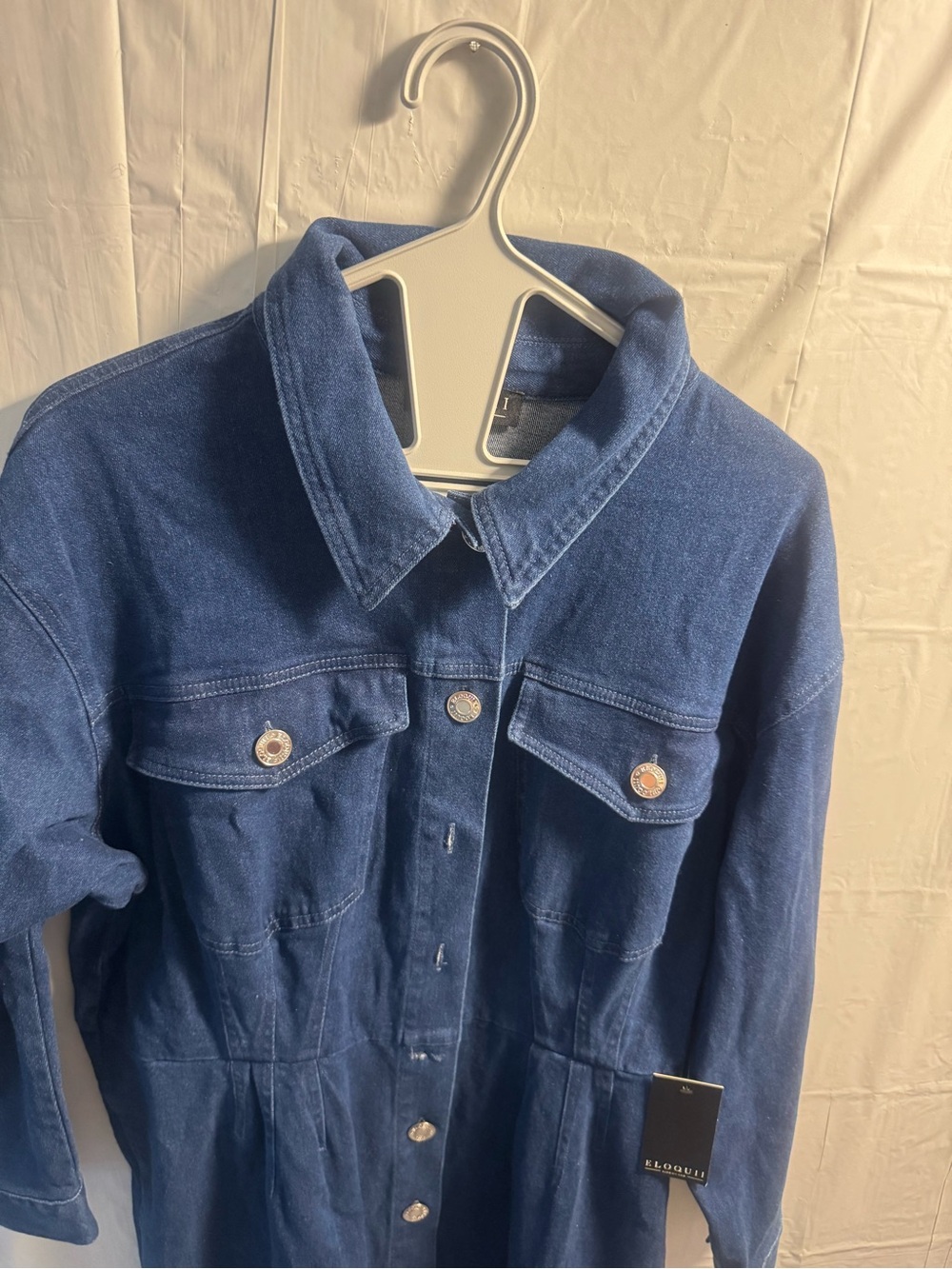 Eloquii Indigo Denim Button-Front Jacket Dress - Picture 2 of 5